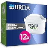 BRITA Wasserfilter Kartusche MAXTRA PRO Extra Kalkschutz (12er-Pack) Jahrespack, Original Ersatz-Wasserfilter für alle BRITA Kannen, filtert Kalk, ultimativer Geräteschutz: Der Heißgetränke-Spezialist