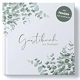 MAVANTO Gästebuch Hochzeit mit Fragen zum Ausfüllen - Hochwertiges Hochzeitsgästebuch für unvergessliche Erinnerungen (44 Doppelseiten, Eukalyptus)