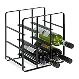Relaxdays Weinregal Metall, 9 Flaschen, Weinhalter, HBT 30,5 x 27,5 x 20 cm, Weinständer für Küche & Wohnzimmer, schwarz