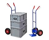 PROREGAL Sackkarre Ragnar | HxBxT 118x46x43cm | Tragkraft 200kg | Pannensichere Räder | Blau | Transportkarre Staplerkarre