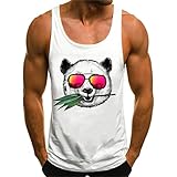 HOTCAT Tank Top Herren Tank-Top Panda Bär Aufdruck Tiermotiv mit Sonnenbrille Fashion Streetstyle Muskelshirt Muscle Shirt