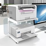 PUNCIA Druckerständer Druckerhalter für Schreibtisch 2 Ebenen Druckerregal Druckertisch Schreibtischregal Desktop-Organizer für Drucker Kopierer Scanner Büro Schule Arbeitszimmer Office Schwarz