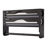 Folienspender Mit Schneider - Frischhaltefolien Spender | Frischhaltefolienschneider | Haushaltsfolienhalter Mit Schneidefunktion | Schneidebox Zur Wandmontage, Küchen-Lebensmittelfolien-Organizer Für