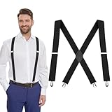 Hosenträger für Herren und Damen - Extra Stark, Breit, Schwarz, Leder - Für Skihose und Arbeitshose