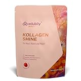 edubily nutrition® Kollagen Shine Drink – Beauty-Drink mit Kollagen Hydrolysat aus Weidehaltung, Hyaluronsäure, Vitamin E, Q10 & Biotin - 450 g (Himbeere)