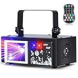 DJ Discolicht Partylicht, 6-in-1 RGBW Party Lichter, DMX Stroboskop Blitzer mit Fernbedienung, Musik Sound Activated Beam Effektstrahler für Festival Party Club Bühne Beleuchtung Show