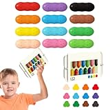 Monozoz Buntstifte für Kinder, waschbar, leicht zu greifen, Erbsenform, Malzubehör, 12 Farben, für Schule, Reisen, Klassenzimmer, Partygeschenke