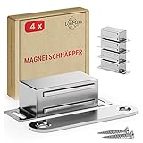 LouMaxx Magnetschnäpper stark - Haltekraft 4kg - 4er Set aus Edelstahl – Türmagnet - Schrankmagnet – Möbelmagnete – Tuer Magnetverschluss Edelstahl– Magnethalter Schranktür