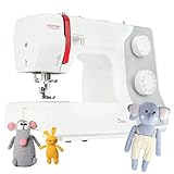 VERITAS Nähmaschine Anna I 32 Stiche I Einfädelhilfe I mit Fuß-Pedal I Freiarm-Nähmaschine I Einstellbare Stichlänge & Stichbreite I Auto-Fadenspannung & Fadenabschneider I LED-Nählicht (weiß-grau)