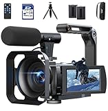 Videokamera 5K Camcorder 56MP WiFi Vlogging Kamera für YouTube Digitalzoom 16X Touchscreen 3' IR Nachtsicht Video Camera mit 2 Batterien, 64GB Karte, Fernbedienung, Mikrofon