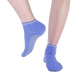 Damen-Socken, einfarbig, rückenfrei, griffig, Yoga, Knöchel, Sportsocken, rutschfeste Hausschuhe, Socke, Oberschenkelhoch, blau, Einheitsgröße