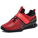 NGARY Deadlift Schuhe Cross-Trainer Herren & Damen Powerlifting &, Squat Schuhe Fitnessschuhe,Black red,43 EU