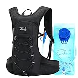 ZELNFF® Trinkrucksack mit 2L Trinkblase| Trinkrucksack Laufen | Laufrucksack mit Trinkblase 2l | Trinkrucksack Fahrrad | Laufen, Fahrradfahren & Joggen,Wasserblase (schwarz mit 2l Trinkblase)