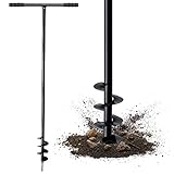 KADAX Handerdbohrer, Erdbohrer aus Metall, Erdlochbohrer, Pfahlbohrer, Pflanzbohrer, Pfostenbohrer für Garten, Pflanzen, Handbohrer, Spiralbohrer, Erdbohrgerät (80 mm)