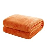 Mixibaby Kuscheldecke Flauschige extra weich & warm Wohndecke Flanell Fleecedecke, Falten beständig/Anti-verfärben als Sofadecke oder Bettüberwurf, Größe:150 cm x 200 cm, Farbe:Orange