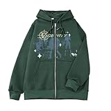 Yinova Kapuzenjacke Hoodie Herren, Zip Up Kapuzenjacke Sweatjacke, Kordelzug Sweatjacke Harajuku Top, full zip(Dark Green,3XL)