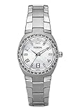 Fossil Damen Serena Quarz-Edelstahl-Dreizeigeruhr, Farbe: Silver Glitz (Modell: AM4141)