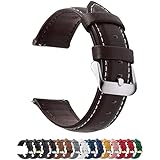 Fullmosa 12 Farben Uhrenarmband,20mm Vintage Lederarmband Ersatzrmbänder für Smartwatch und Universal-Uhr mit Edelstahl Schließe für Herren Damen,20mm Uhrband Dunkelbraun