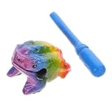 AKOOSY Holz Musikinstrument Bunter Frosch Guiro Als Percussion Instrument Für Junge Mädchen Und Erwachsene Fördert Rhythmus Und Koordination Handgefertigtes Design Klare Klänge Für