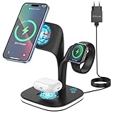 5-in-1 Wireless Charger für MagSafe Ladegerät, 15W Schnellladestation für Apple Watch und iPhone, Induktive Ladestation für iPhone 15/14/13/12 Serie, Apple Watch 8/7/6/5/4/3/2/SE und AirPods 3/2/Pro