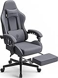 Dowinx Gaming Stuhl Bürostuhl Stoff Tasche Frühling Kissen, Massage , Stoff mit Kopfstütze, Ergonomische Gaming Stuhl mit Fußstütze (grau)