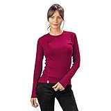 ALPIN LOACKER 100% Merino Langarmshirt Damen 230g/m2 I Feinste Merino Unterwäsche Damen I Langarm Wandershirt Damen I für Outdoor und Sport, Berry XL