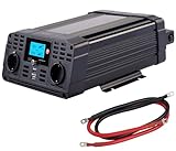 revolt Spannungswandler: 12-V-Wechselrichter auf 230 Volt, USB-A und -C, 1.500 Watt, Sinuswelle (Wechselrichter Sinus, Kfz Spannungswandler, Apple iPhone Ladekabel)