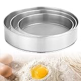 3 Stück Mehlsieb Edelstahl, 3 Verschiedene Größen Mehlsieb, Wiederverwendbar Mehlsieb Einhand, Feinmaschiges Mehlsiebe, Mehl Sieb Geeignet zum Küche Backen Mehl Reis Bohnen Müsli Obst Gemüse