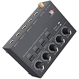 LiNKFOR 4 Kanal Mini Stereo Audio Mixer Ultrakompakter Audiomixer Unabhängige Lautstärkeregelung für Mischungen, DC 5V Type-C Mini-Audiomischer mit Netzteil Audiokabel - Ultra Niedrig Noise