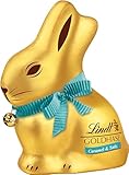 Lindt Schokolade GOLDHASE Caramel & Salz | 100 g | Premium Vollmilch-Schokolade mit Caramel und Salz in Hasenform zu Ostern | Osterschokolade | Schokoladengeschenk | Schokoladenhase | Osterhase