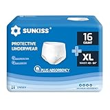 SUNKISS TrustPlus Inkontinenz Pants für Erwachsene, Saugfähige Windelhosen mit Elastischen Bündchen für Männer und Frauen, Diskreter Auslaufschutz bei Blasenschwäche, Größe XL, 16 Stück