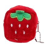 Garneck Kleines Plüsch Erdbeer Portemonnaie für Damen Süße Münzbörse mit Schlüsselanhänger Kawaii Wechselgeldtasche für Münzen Kleine Gegenstände und Datenkabel