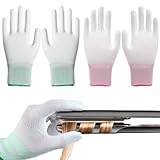 LUFFLOK 2 Stück Hitzeschutz Handschuhe, Hitzebeständige Handschuhe mit Silikonfinger, Hitzehandschuh für Haarestyling, Hitze Blockierung für Lockenstab, Glätteisen und Lockenwickler, Pink & Grün