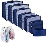 Packing Cubes 10 Pcs Kofferorganizer Packtaschen Set 10 Sizes Kleidertaschen Für Koffer Geeignet Für Gepäckverpackung, Familienreisen, Aufbewahrung zu Hause (Marineblau)