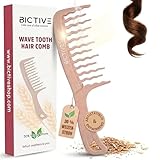 BICTIVE® Lockenkamm mit Gewellten, Breiten Zinken. Kamm für Locken, Entwirrt und Definiert Locken. Grober Kamm, Styling, Wide Tooth Comb, Entwirrbürste Lange Haare. Für Damen und Männer