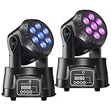 BETOPPER Moving Head Bühnenlicht LED 7x8W DMX RGBW Professioneller Mini Moving Head Spot Beam 4 in1 Strobe Beleuchtung Effekt für DJ Disco Halloween Club Hochzeit Home Party (2 Stück)