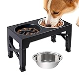 Wassernapf für Hunde, 5 Höhen, verstellbarer Ständer, Edelstahl, für langsames Füttern, Essen, Trinken, Zuhause, Outdoor