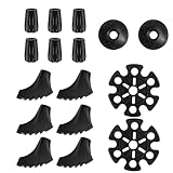 Trekkingstock-Ersatzset 16 stück. Komplett Set Kompatibel mit Nordic Walking Stöcke Gummipuffer Universell,Mit Metall Verstärkung fürfür Outdoor-Wanderungen, Bergsteigen und Fernreisen Schwarz