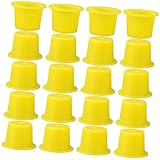 OUNONA 100 Stück Gelbe Tattoo Farbkappen Einweg Pigmentbehälter mit Stabilem Stand Dicke Tintenbecher für Tattoo Make Up und Pigment für Profi und Amateur Tätowierer