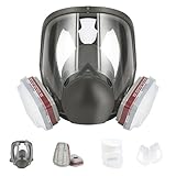Keamung Atemschutzmaske Wiederverwendbar, Vollschutzmaske Staubmaske mit 6001 Filter, Staubschutzmaske Lackiermaske für Gase Dämpfe Feinstaub Lackieren Schleifen Industrie Landwirtschaft