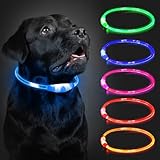 Leuchthalsband Hund Aufladbar, LED Hundehalsband Leuchtend wasserdicht mit 3 Lichtmodi in der Nacht Sicherheit für Kleine, Mittlere und Große Hunde Leuchthalsband, Blau 70cm