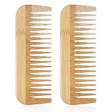 Breiten Gezackten Holzkamm, Holzkamm Für Lockigen, 2 Stück Frauen Handgefertigte Holzkämme, Kamm Aus Natürlichem Bambus Für Frauen Geeignet, Antistatisches Bambus Kamm