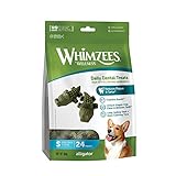 WHIMZEES by Wellness Krokodil, natürliche, getreidefreie Zahnpflegesnacks, Kaustangen für kleine Hunde, 24 Stück, Größe S