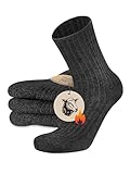 normani Wollsocken mit verstärkter Ferse & Spitze – Extra dick, warm, atmungsaktiv, für Damen und Herren im 6er Pack – Perfekt für kalte Tage, Wandern & Zuhause Farbe Anthrazit 80% Wolle Größe 43-46