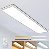 Dimmbar LED Deckenleuchte Panel 120x30 cm mit Fernbedienung, 40W Super Deckenpanel Lampe mit Starker Leuchtkraft Licht, 2700K - 6500K Warmweiß Naturweiß Kaltweiß Lampe für Büro Werkstatt Wohnzimmer