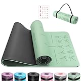 OUTDOUSE Yoga Matte, TPE Yogamatte Rutschfest Hautfreundliche Gymnastikmatte mit Ausrichtungslinien Sportmatte Dicke 6mm, Fitnessmatte Turnmatte Pilates Matte mit Tragegurt 183x61cm