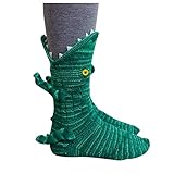 SumLeiter Damen Strick Bodensocken Lustige Socken Warme Wintersocken mode Cartoon Bestickte Sportsocken Gestrickte Tier Hai Krokodilform Bettsocken Anti-Rutsch-Strickpullover Haushalt