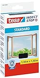 tesa Insect Stop Standard Fliegengitter für Fenster - Insektenschutz zuschneidbar - Mückenschutz ohne Bohren - 1 x Fliegen Netz anthrazit - 130 cm x 150 cm