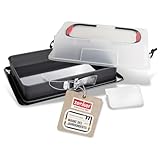 Zenker Rechteck-Springform mit Haube DELUXE, Kuchentransportbox mit Emaille-Boden, Backblech mit Deckel (Farbe: Schwarz/Transparent/Rot), Menge: 1 Stück