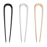 Lnngub 3 Stück U Förmige Haarnadeln, 3 Farben Haarnadel aus Edelstahl Vintage 2 Zinken Haarknoten Stifte für Frauen und Mädchen U-förmige Haarnadel für den Alltag und Heikle Anlässe (14 x 3,5 cm)